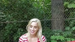 Cutie amateur blonde Eurobabe flashes her tits and fucked Thumbnail