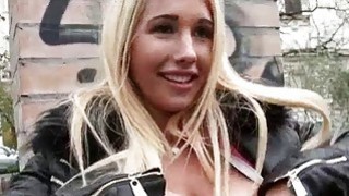 Amateur Eurobabe flashes her big tits and fucked Thumbnail