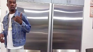 Petite Asian slut takes on a large black cock on a kitchen table Thumbnail