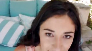 Beautiful brunette Latina Cameron Canela getting her throat and cunt fucked hard Thumbnail